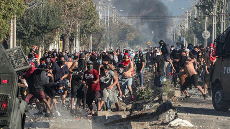 Demonstrierende in Santiago de Chile