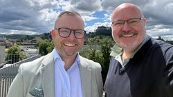 Von links: Dominique Jean-Daniel Jundt, Vorsorgeberater Berufliche Vorsorge bei Pax, und Jörg Sennrich von KMU Next.