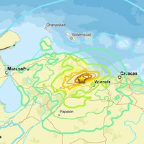 Karte des U.S. Geological Survey mit Darstellung der Ausbreitung der Erdstösse mit Epizentrum westlich von Caracas.