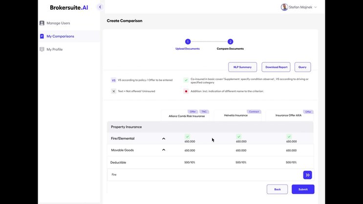 Brokersuite.AI verkürzt die Deckungsaussage einer Versicherungsgesellschaft für einen komplexen Schadenfall von mehreren Tagen auf wenige Minuten.