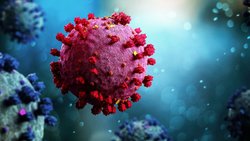 Représentation d'un coronavirus (rendu en 3D)