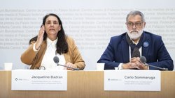 «Se loger n'est pas un choix, c'est un besoin fondamental»: Jacqueline Badran, conseillère nationale PS, et Carlo Sommaruga, conseiller aux Etats et président de l'Association suisse des locataires (ASLOCA).
