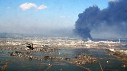 Überschwemmungen in der Grossstadt Sendai in Nordjapan nach dem Beben und Tsunami vom 11. März 2011.