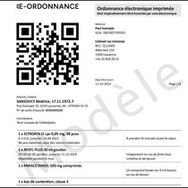Voici à quoi pourrait ressembler, à peu près, la future ordonnance électronique une fois imprimée.