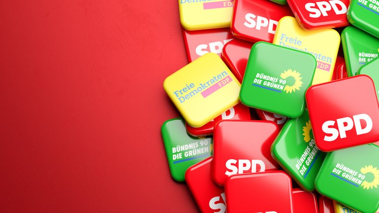 Logos SPD, Die Grünen, FDP