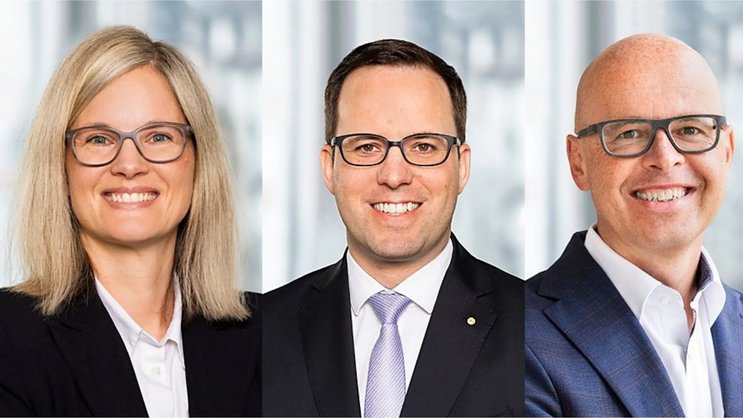 Die neuen GL-Mitglieder v.l.n.r.: Jeannine Frey und Rolf Nick sowie Kurt Stricker, neuer CFO und stellvertretender CEO.