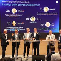 Diskutierten offen und transparent: Ralph Jeitziner, Thomas Steiger, Erich Marte, Hans-Peter Nehmer (Moderator), Herbert Goll und Daniel Gatti (v.l.n.r.).