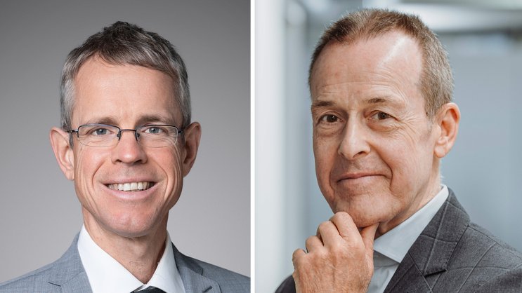 Sehen einen bevorstehenden fundamentalen Wandel der Pensionskassenwelt wegen KI: Martin Eling (links), HSG-Professor, und Jörg Odermatt, Gründer und Verwaltungsratspräsident von Pensexpert.