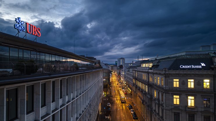 Bâtiments de l'UBS et du Crédit Suisse sur la Paradeplatz de Zurich.
