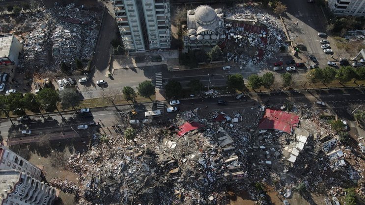 Destruction dans la ville de Kahramanmaraş après le tremblement de terre dans le sud de la Turquie.