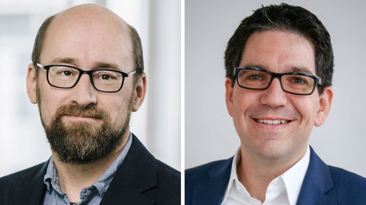 V.l.n.r.: Michael Hanisch, Head of Technology, Amazon Web Services (AWS), und Raphael Graber, Lead Cloud Solutions, Helvetia.