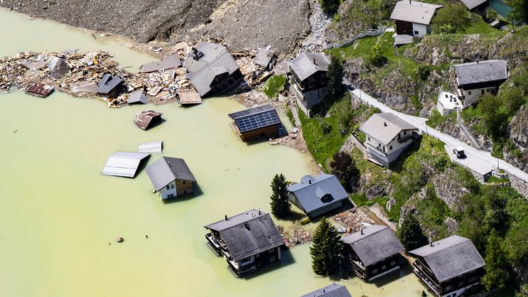 Lors de l'éboulement de Blatten, les dommages ont été totaux dans la plupart des cas.